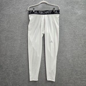 Adidas Men Activewear Pants XL White Leggings Techfit Tight Base Fitted NWT